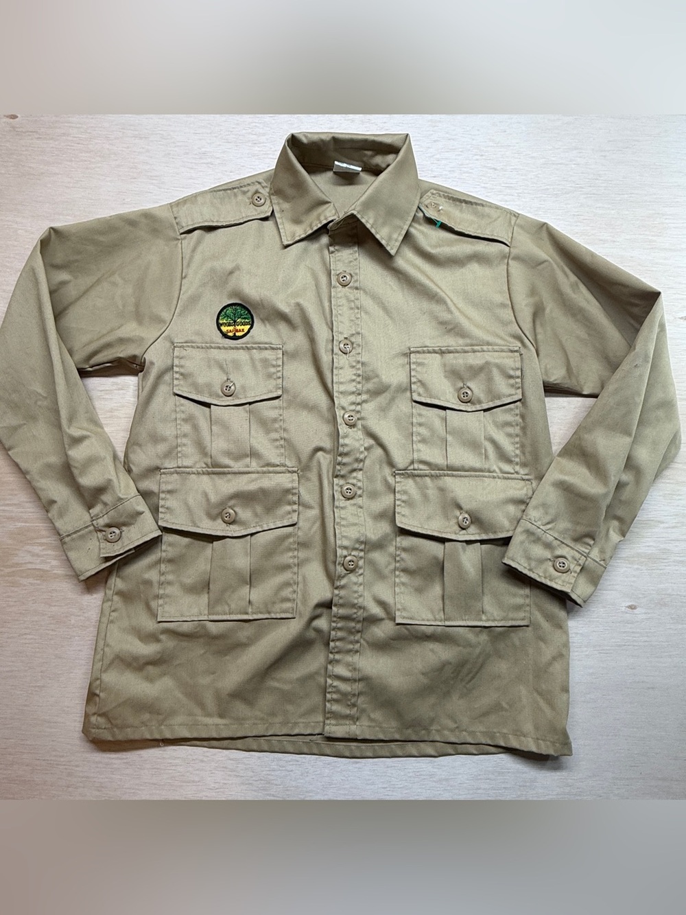 VTG SafTBak Woods Goods Safari Jacket Men Large Khaki Field Coat Bush Shirt